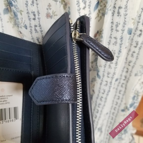 DUSK NAVY BOXED COMPACT WALLET LOLA KATE SPADE - Picture 13 of 13